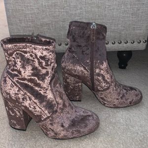 Steve Madden Mushroom Velvet Gaze Booties